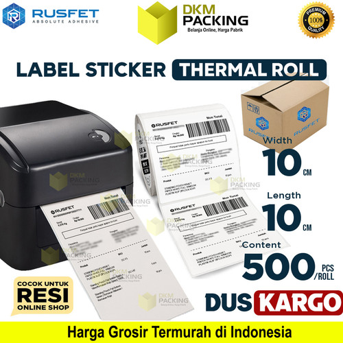 [EZO.9200286] Label Sticker Thermal Paper Roll Resi Online Shop RUSFET / DUS