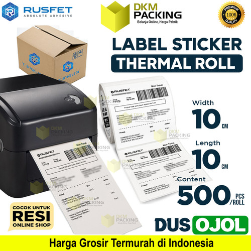 [EZO.9200287] Thermal Label Stiker Paper Roll Resi Online Shop RUSFET / DUS OJOL