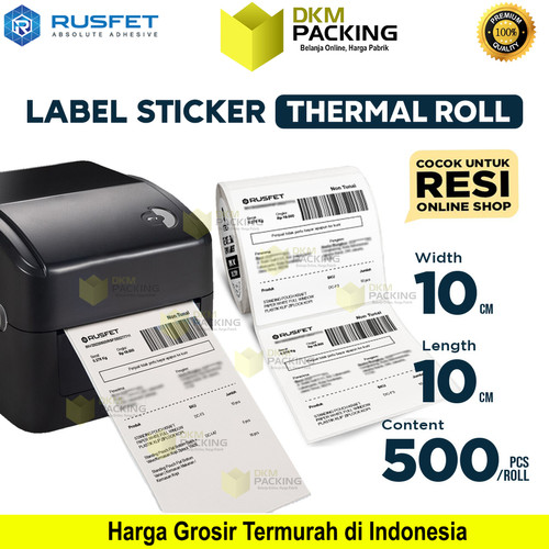 [EZO.9200289] Thermal Label Sticker Paper Roll Barcode Resi Online Shop RUSFET