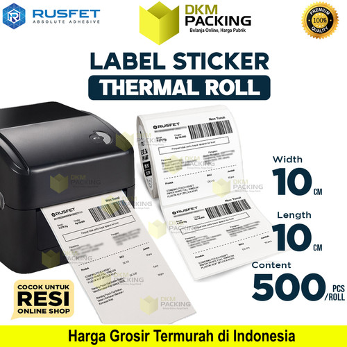 [EZO.9200291] Label Sticker Thermal Paper Roll Barcode Resi Online Shop RUSFET