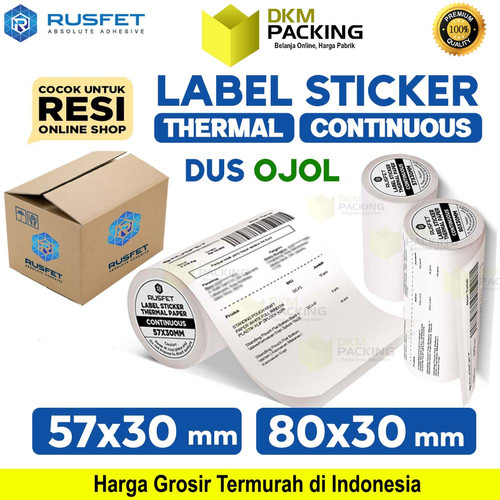 [EZO.9200292] Label Sticker Thermal Paper CONTINUOUS ROLL Barcode RUSFET / DUS OJOL