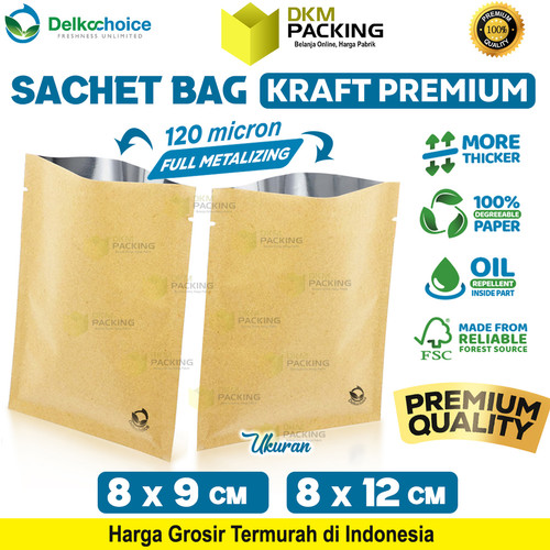 [EZO.9200299] Sachet Bag FOOD GRADE Kraft Paper PREMIUM Metalizing Foil Delkochoice