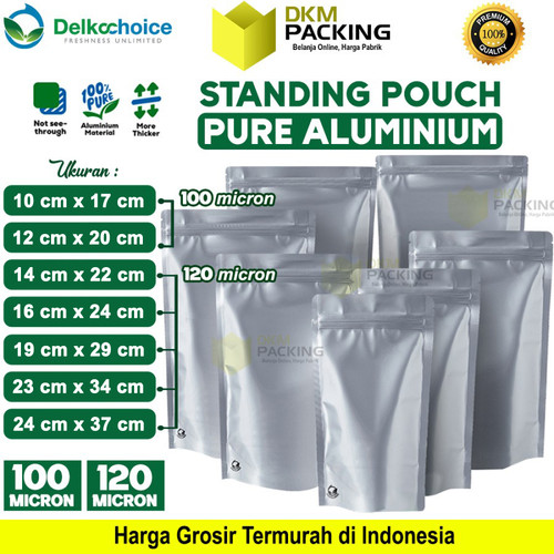 [EZO.9200310] PURE ALUMUNIUM FOIL Standing Pouch Ziplock Kemasan Makanan Delkochoice