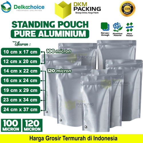 [EZO.9200312] Standing Pouch PURE ALUMUNIUM FOIL Kemasan Ziplock Makanan Delkochoice