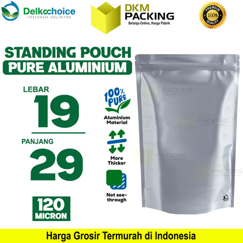 [EZO.9200317] Standing Pouch PURE ALUMUNIUM FOIL Kemasan Ziplock Delkochoice 19x29cm