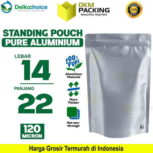 [EZO.9200319] Standing Pouch PURE ALUMUNIUM FOIL Kemasan Ziplock Delkochoice 14x22cm