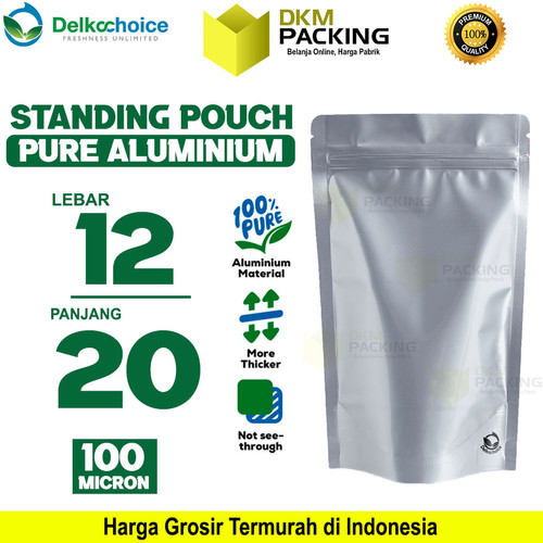 [EZO.9200320] Standing Pouch PURE ALUMUNIUM FOIL Kemasan Ziplock Delkochoice 12x20cm