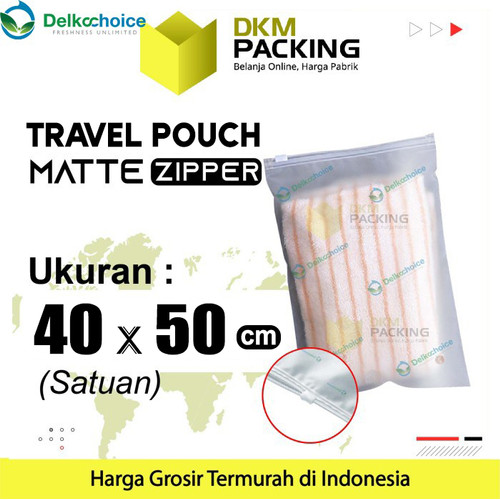 [EZO.9200327] Plastik Traveling Pouch 40x50 Matte Zipper Storage Organizer Bag Polos