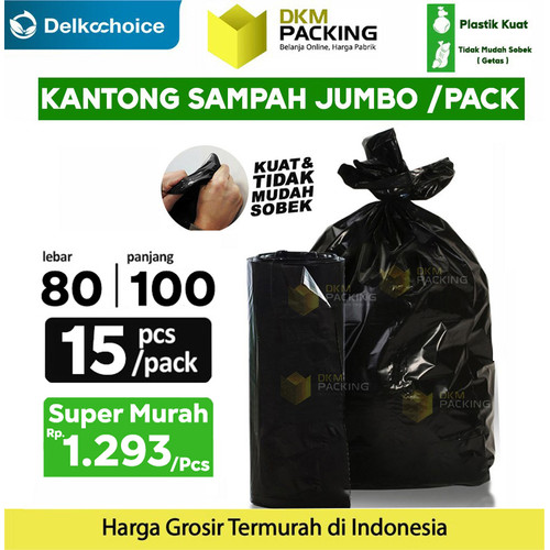 [EZO.9200330] KANTONG PLASTIK SAMPAH HITAM TEBAL 80X100cm TRASH BAG JUMBO - PACK