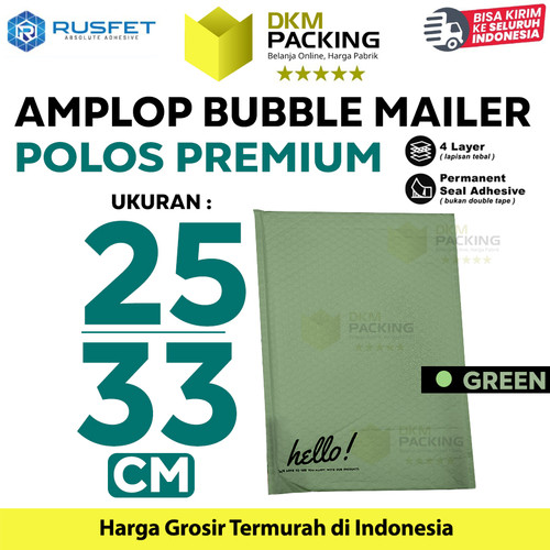 [EZO.9200358] Amplop Bubble Mailer Bag Green 25x33cm Polybubble Envelope RUSFET