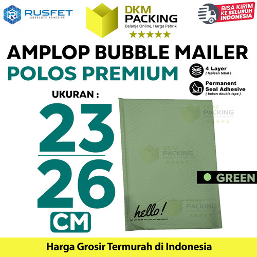 [EZO.9200359] Amplop Bubble Mailer Bag Green 23x26cm Polybubble Envelope RUSFET