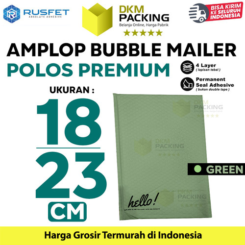 [EZO.9200360] Amplop bubble mailer packing amplop bubble rusfet green murah 18x23 cm