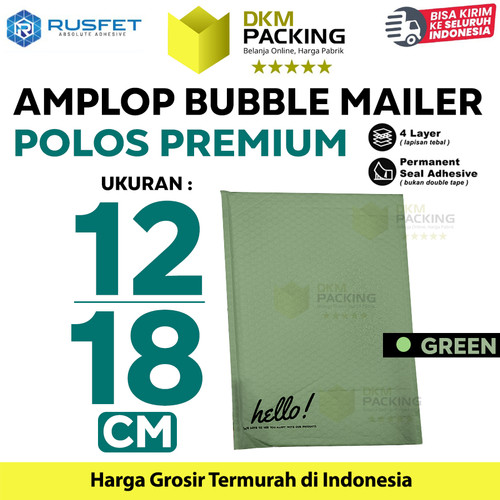 [EZO.9200361] Amplop Bubble Mailer Bag Green 12x18cm Polybubble Envelope RUSFET