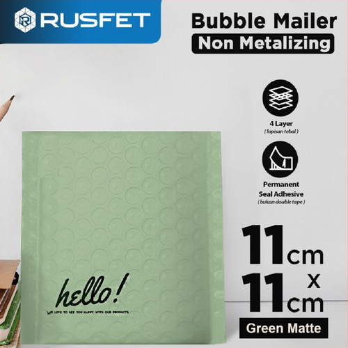 [EZO.9200362] Amplop Bubble Mailer Bag Green 11x11cm Polybubble Envelope RUSFET