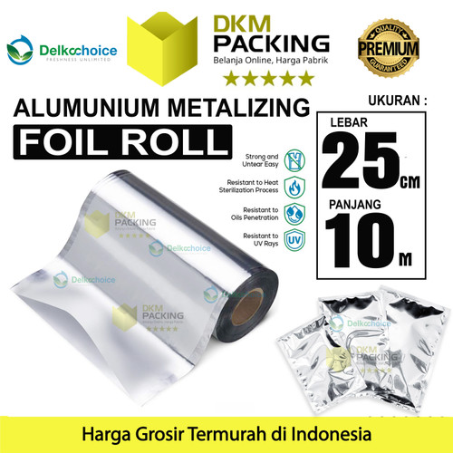[EZO.9200369] Sachet Alumunium Metz Foil Roll Kemasan Saset Food Grade 25cm x 10M