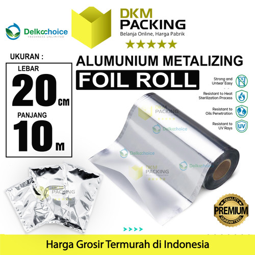 [EZO.9200370] Sachet Alumunium Metz Foil Roll Kemasan Saset Food Grade 20cm x 10M