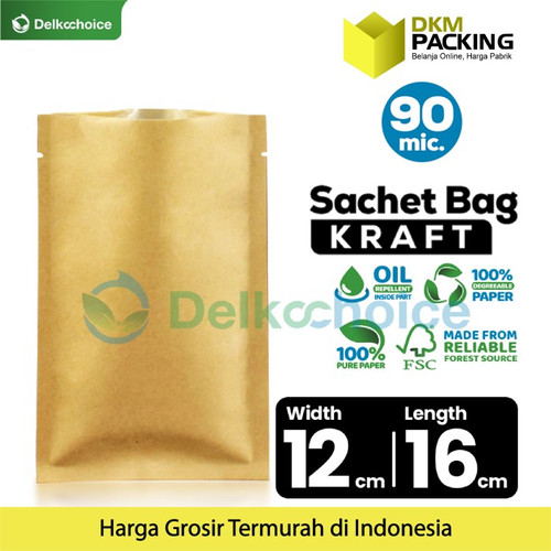 [EZO.9200386] Kemasan Sachet Drip Bag Kraft Paper Saset FOOD GRADE DELKOCHOICE 12x16
