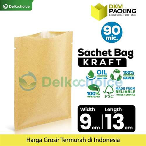 [EZO.9200388] Kemasan Sachet Drip Bag Kraft Paper Saset FOOD GRADE DELKOCHOICE 9x13