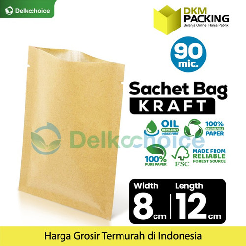 [EZO.9200389] Kemasan Sachet Drip Bag Kraft Paper Saset FOOD GRADE DELKOCHOICE 8x12