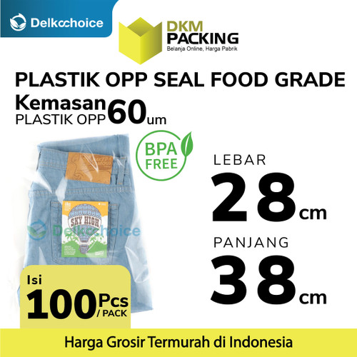 [EZO.9200420] Plastik OPP SEAL LEM KUAT Kemasan Garment Makanan 28x38cm DELKOCHOICE