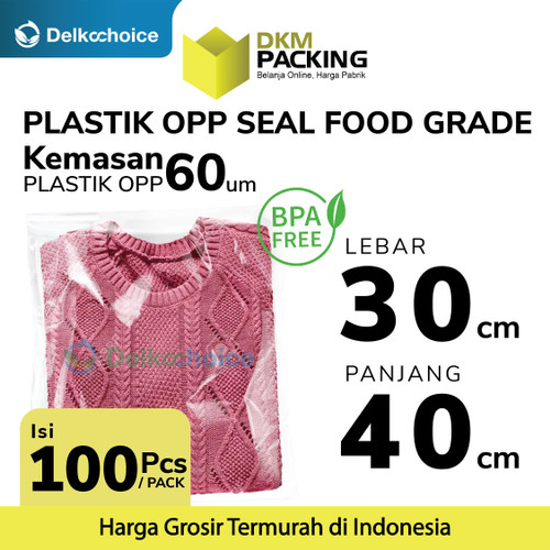 [EZO.9200421] Plastik OPP SEAL LEM KUAT Kemasan Garment Makanan 30x40cm DELKOCHOICE