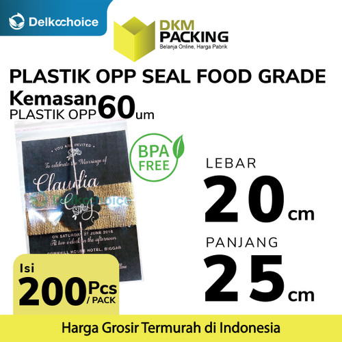 [EZO.9200423] Plastik OPP SEAL LEM KUAT Kemasan Garment Makanan 20x25cm DELKOCHOICE