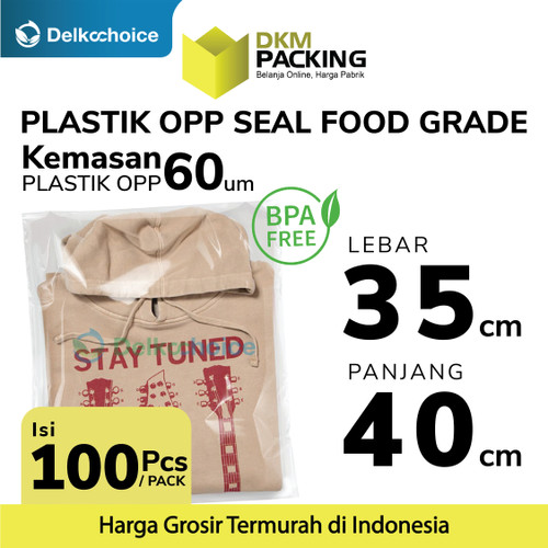 [EZO.9200428] Plastik OPP SEAL LEM KUAT Kemasan Garment Makanan 35x40cm DELKOCHOICE
