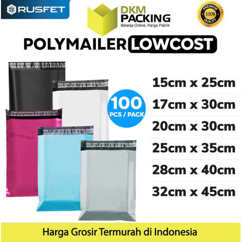 [EZO.9200455] Plastik Polymailer PACK LOW COST Amplop Polimailer RUSFET Packing