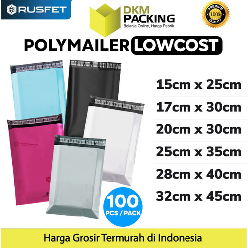[EZO.9200456] Plastik Polymailer PACK LOW COST Amplop Polimailer Packing RUSFET