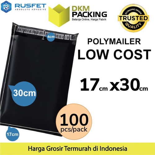 [EZO.9200458] Plastik Polymailer PACK LOW COST Amplop Polimailer HITAM 17x30RUSFET