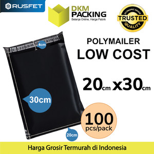 [EZO.9200464] Plastik Polymailer PACK LOW COST Amplop Polimailer HITAM 20x30 RUSFET