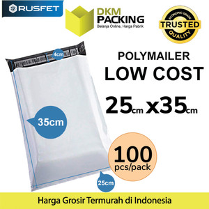 [EZO.9200467] Plastik Polymailer PACK LOW COST Amplop Polimailer PUTIH 25x35 RUSFET