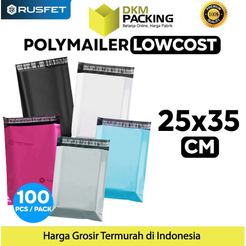 [EZO.9200472] Plastik Polymailer PACK LOW COST Amplop Polimailer 25x35cm RUSFET