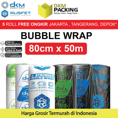 [EZO.9200484] Plastik Bubble Wrap Packing 80CMx50M DKM RUSFET Bubblewrap TEBAL ROLL