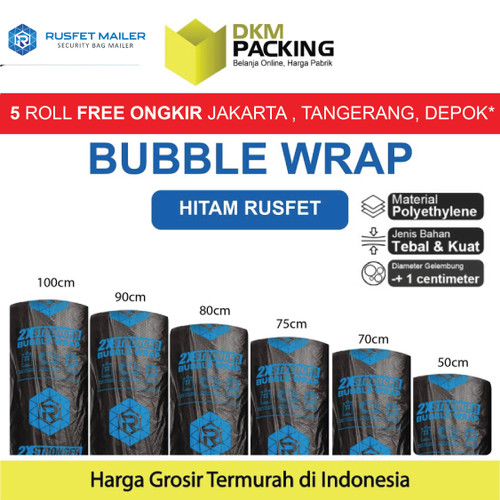 [EZO.9200488] Plastik Bubble Wrap Packing RUSFET HITAM 50M TEBAL Bubblewrap ROLL