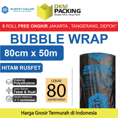 [EZO.9200492] Plastik Bubble Wrap Hitam 80cm x 50M Bubblewrap TEBAL RUSFET ROLL