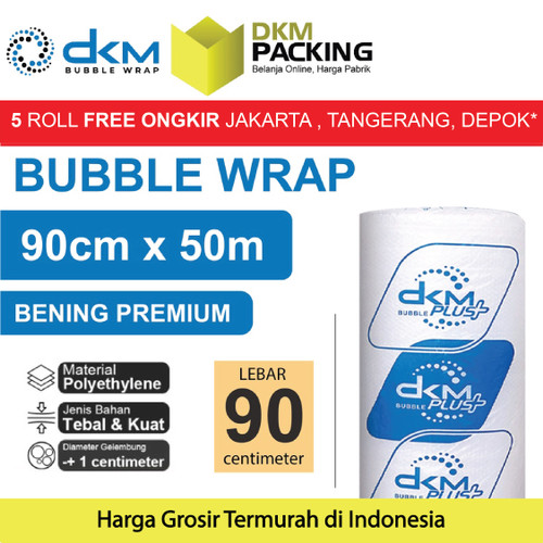 [EZO.9200493] Plastik Bubble Wrap Bening Premium 90CM x 50M TEBAL DKM+ Bubblewrap