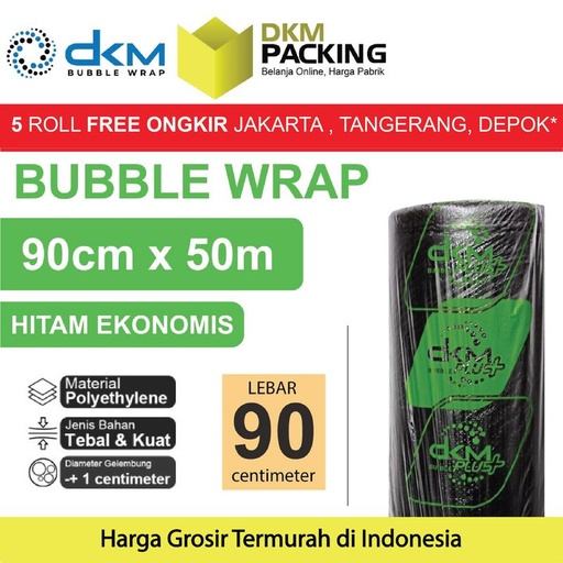 Plastik Bubble Wrap Hitam Ekonomis 90CM x 50M TEBAL DKM+ Bubblewrap
