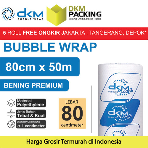 [EZO.9200496] Plastik Bubble Wrap Bening Premium 80CM x 50M TEBAL DKM+ Bubblewrap
