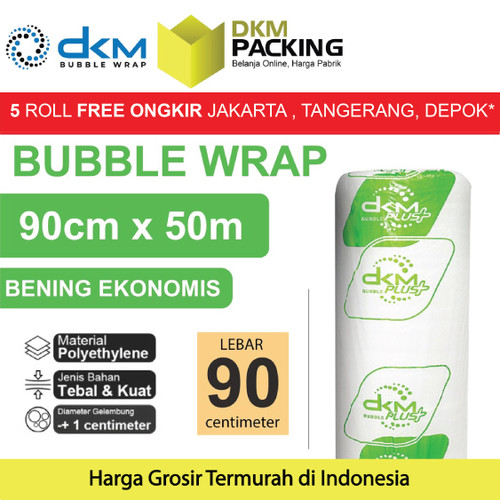 [EZO.9200500] Plastik Bubble Wrap Bening Ekonomis 90CM x 50M TEBAL DKM+ Bubblewrap
