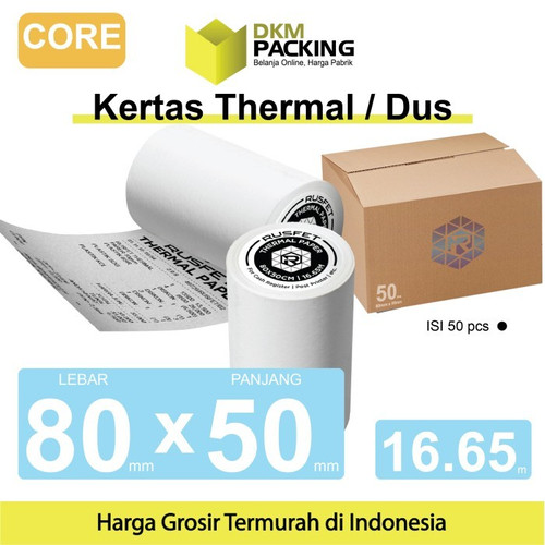 [EZO.9200522] Kertas Thermal Paper Core Printer Resi Termal Barcode POS 80x50mm DUS
