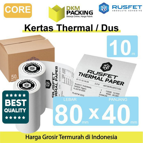[EZO.9200523] Kertas Thermal Paper Core Printer Resi Termal Barcode POS 80x40mm DUS