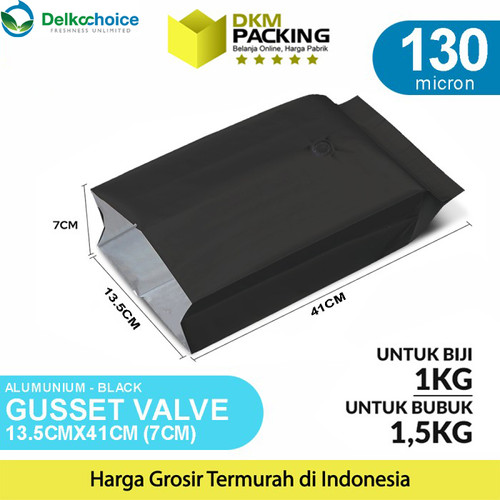 [EZO.9200530] Kantong Alumunium Bag Gusset Valve Kemasan Bubuk 13.5X41cm Delkochoice
