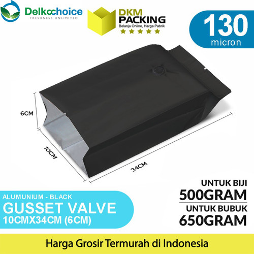 [EZO.9200531] Kantong Alumunium Bag Gusset Valve Kemasan Bubuk 10X34cm Delkochoice