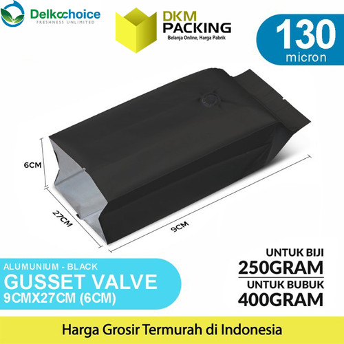 [EZO.9200532] Kantong Alumunium Bag Gusset Valve Kemasan Bubuk 9x27cm Delkochoice