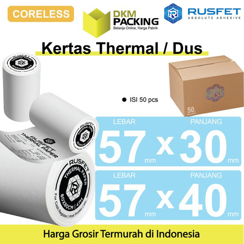 [EZO.9200534] Kertas Thermal Coreless Kertas Printer Resi Barcode POS DUS
