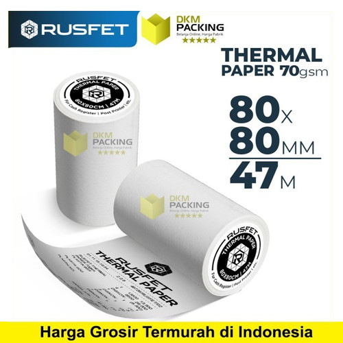 [EZO.9200539] Paper Thermal Kertas Termal Printer Struk Kasir Barcode RUSFET 80x80mm