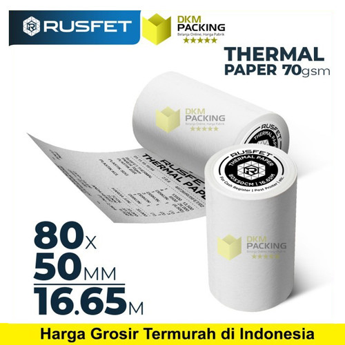 [EZO.9200540] Paper Thermal Kertas Termal Printer Struk Kasir Barcode RUSFET 80x50mm