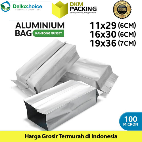 [EZO.9200545] Kemasan Alumunium Foil Central Sealing Gusset Bag Delkochoice 19x36CM