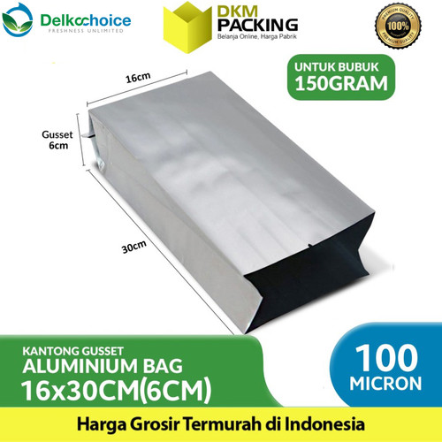 [EZO.9200546] Kemasan Alumunium Foil Central Sealing Gusset Bag Delkochoice 16x30CM